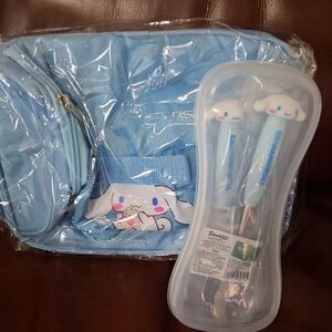 Sanrio Light Blue Backpack with Utensil Set